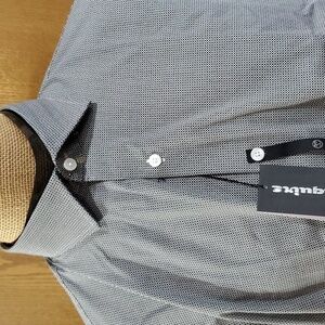 Esquire NWT black white print dress shirt non iron performance slim print